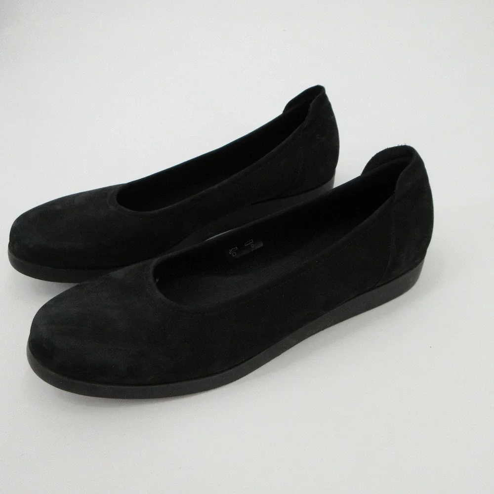 Arche Black Sz 11 Nubuck Leather Flats Round Toe Slip On Shoes Made in France